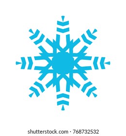 Blue snowflake icon on white isolate background