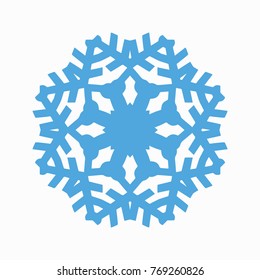 Blue snowflake icon on white isolated background