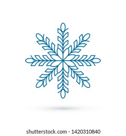 Blue snowflake icon. Simple flat design. Symbol of winter and cold. Vector illustration for winter holidays and events.