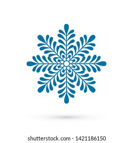 Blue snowflake icon. Simple flat design. Symbol of winter and cold. Vector illustration for winter holidays and events.