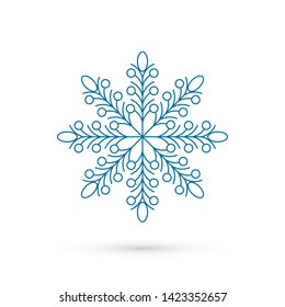 Blue snowflake icon. Simple flat design. Symbol of winter and cold. Vector illustration for winter holidays and events.