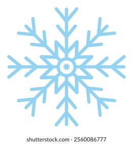 Blue snowflake icon vector isolated on white background.
