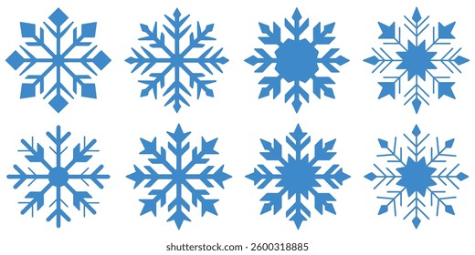 blue snowflake icon vector on a white background