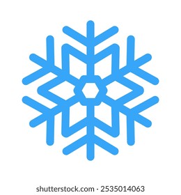 Blue snowflake icon. Winter time. Happy Christmas holiday. Vector Cartoon style. Simple flat design illustration.