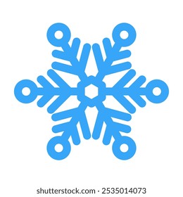 Blue snowflake icon. Winter time. Happy Christmas holiday. Vector Cartoon style. Simple flat design illustration.