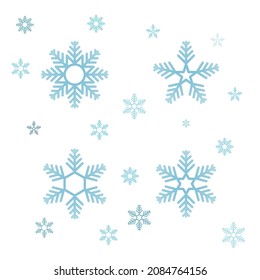 Blaue Schneeflocken-Symbole mit Farbverlauf.