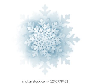 Blue snowflake isolated on white background. Vector illustration.