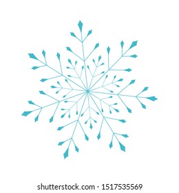 Blue Snowflake isolated on white background. Vector illustration.