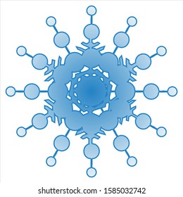 Blue snowflake isolated on white background. Gradient, vector