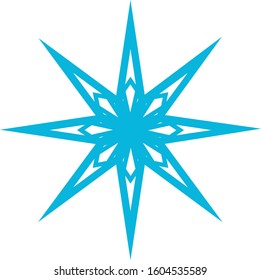 Blue snowflake isolated on a white background. Element for Christmas and New Year holidays. Decorate your greeting cards.