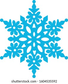 Blue snowflake isolated on a white background. Element for Christmas and New Year holidays. Decorate your greeting cards.