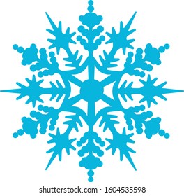Blue snowflake isolated on a white background. Element for Christmas and New Year holidays. Decorate your greeting cards.