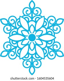 Blue snowflake isolated on a white background. Element for Christmas and New Year holidays. Decorate your greeting cards.