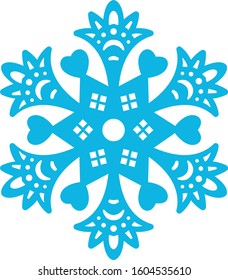 Blue snowflake isolated on a white background. Element for Christmas and New Year holidays. Decorate your greeting cards.
