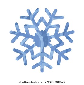 Blue snowflake isolated on white background. Cartoon cold crystal. Winter symbol. New year and christmas sign. Vector.