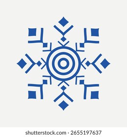 blaue Schneeflocke einzeln auf weißem Hintergrund, Schnee-Symbol, Feiertagsdekoration, Muster für Kartenhintergrund, Vektorgrafik