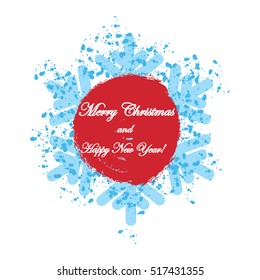 Blue snowflake isolated on white background.Poster for New Year's  and Christmas greetings.Winter abstraction