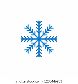 Blue snowflake linear icon. Winter symbol, isolated on white background. Snow pictogram. Vector illustration for your design.