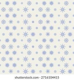 Blaue Schneeflocke auf beigem Hintergrund, nahtloses Muster. Weihnachtsfeiertag Retro-Muster. Schnee Vintage Vektorgrafik für Verpackungen, Textilien
