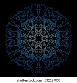blue snowflake on black background