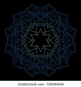 blue snowflake on black background