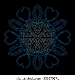 blue snowflake on black background
