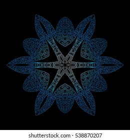 blue snowflake on black background