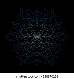 blue snowflake on black background