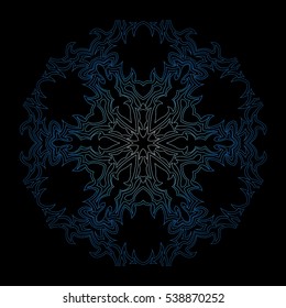 blue snowflake on black background