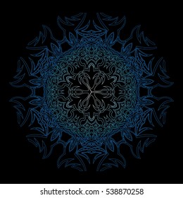 blue snowflake on black background