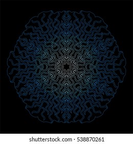 blue snowflake on black background