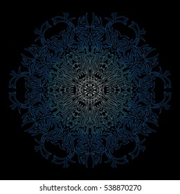 blue snowflake on black background