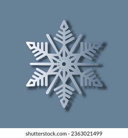 El copo de nieve azul sobre un fondo oscuro para el diseño invernal. La silueta congelada de un copo de nieve de metal. Ilustración vectorial.