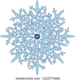 Blue snowflake on a white background isolated