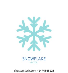 Blue snowflake on a white background. Vector icon. Christmas and New Year concept. For scrapbook, paper and digital decoration.