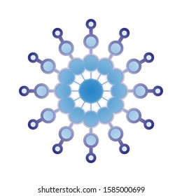 Blue snowflake on white background. Gradient, vector
