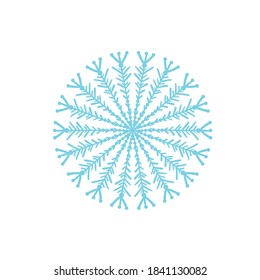 Blue snowflake on white background. Winter design element.