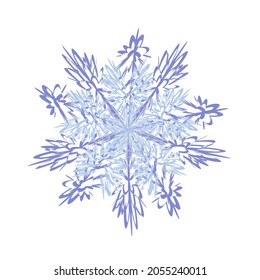 Blaue Schneeflocke auf weißem Hintergrund. Winterferien-Design-Element. Vektorgrafik.