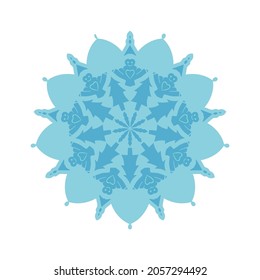El copo de nieve azul sobre fondo blanco. Elemento de diseño de vacaciones de invierno. Ilustración del vector