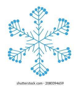 Blue snowflake on a white background. Winter and Christmas theme.