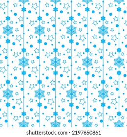 Blue snowflake on white background, seamless pattern winter vector illustration for christmas decoration