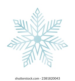 Blue snowflake on a white background for winter design. Frozen silhouette of a snowflake, a symbol of Christmas and New Year. Vector EPS 10.