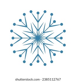 Blue snowflake on a white background, openwork snowflake. Vector illustration. Winter background.