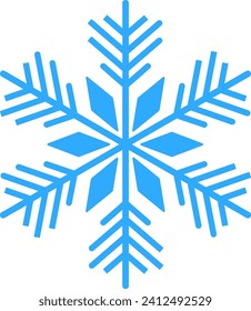 El copo de nieve azul sobre fondo blanco. Ilustración vectorial.