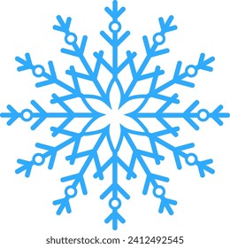 Blue snowflake on white background. Vector illustration.