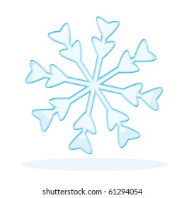 Blue snowflake on white background. Winter icon. Vector illustration