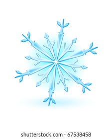 Blue snowflake on white background