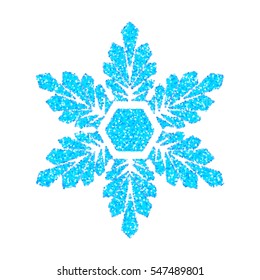 Blue snowflake on white. Vector illustration of winter symbol.