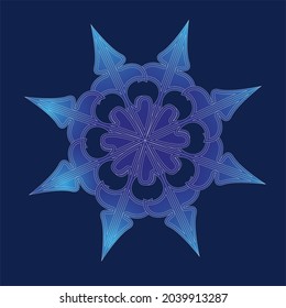 Copo de nieve azul adornado con fondo azul 