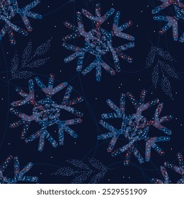 Blue snowflake pattern. Christmas decoration. New Year ornament.